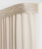 Потолочный трехрядный карниз с багетной планкой и поворотными элементами Эдельвейс 1,6 м золотистый трюфель