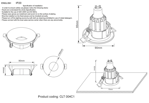 Встраиваемый светильник Crystal Lux CLT 004C1 WH