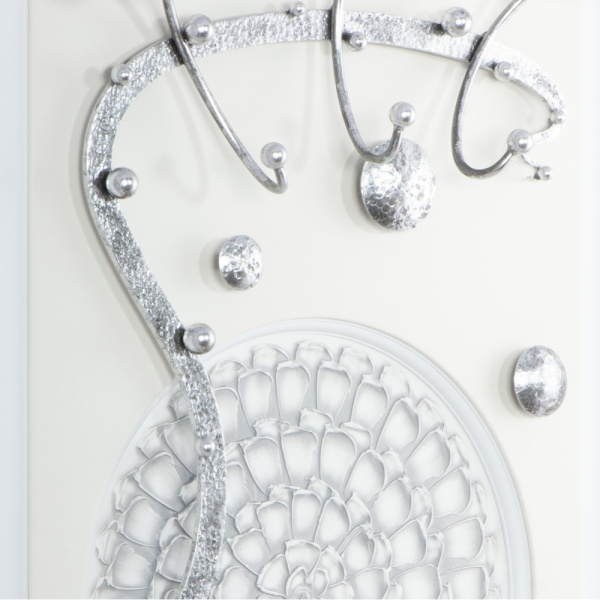 Вешалка настенная Heri- 1 Айс белая, цвет ковки Античное серебро 15006 Айс Бел Bogacho